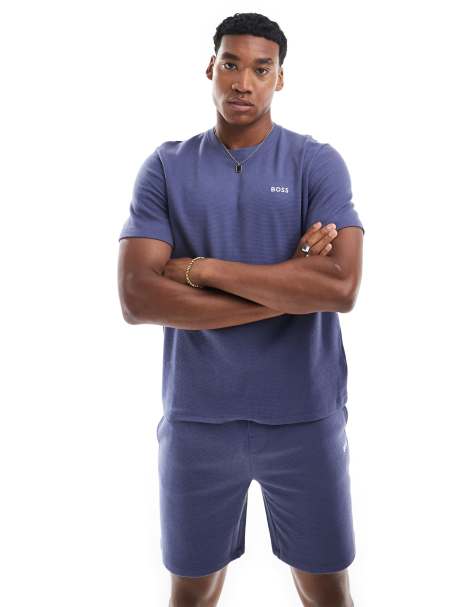Boss Bodywear waffle co-ord t-shirt in navy - view 1