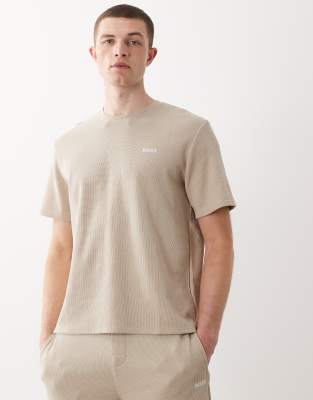 Boss Bodywear Waffle Knit Lounge T-shirt In Neutral