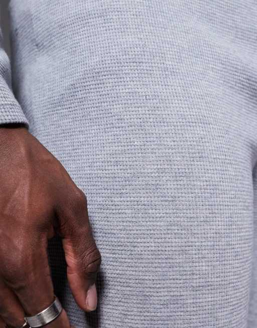 BOSS Bodywear Waffle logo cuffed joggers  in grey CO-ORD, 4 of 5