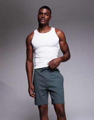 Hugo Red Boss Bodywear Waffle Lounge Shorts In Green