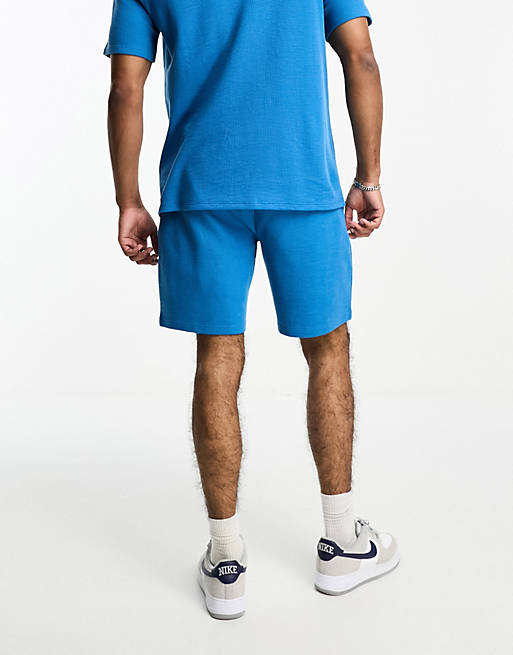BOSS Bodywear waffle shorts in blue | ASOS
