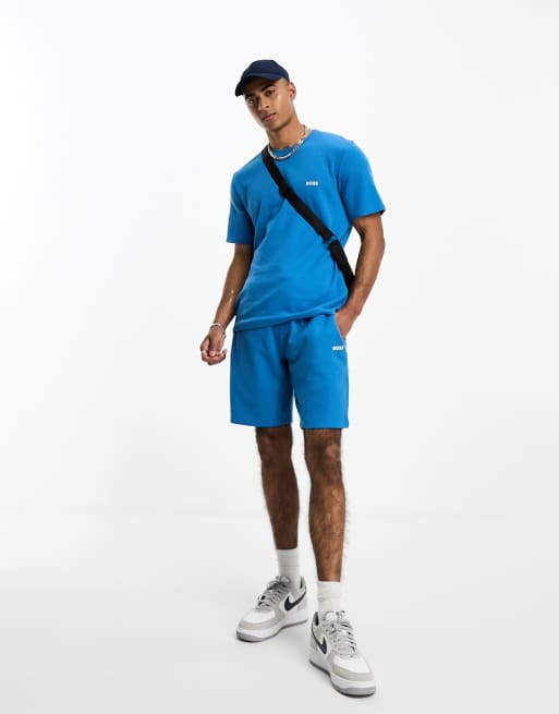 BOSS Bodywear waffle shorts in blue | ASOS