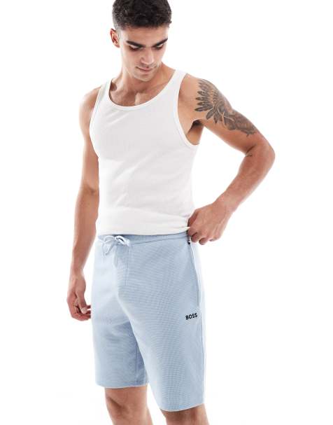 BOSS Bodywear waffle shorts in blue - view 1
