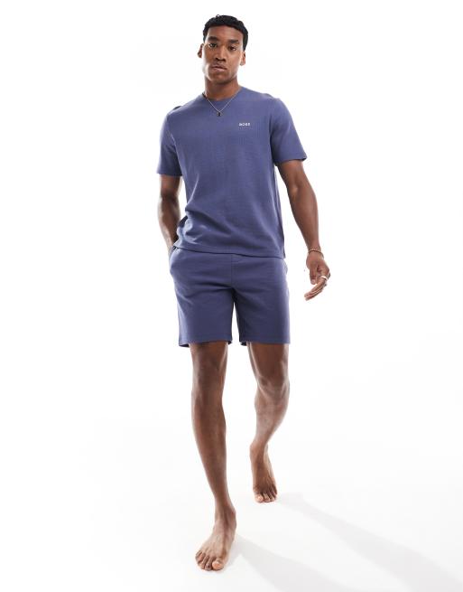 BOSS Bodywear waffle shorts in navy (part of a set)