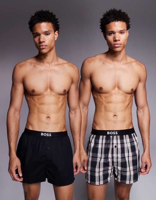 BOSS Bodywear – Zestaw 2 par bokserek szortów w kolorze czarnym i we wzór 