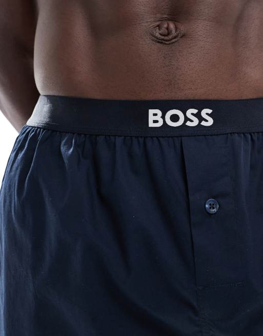 BOSS Bodywear – Zestaw 2 par szortów o kroju bokserek w kolorze beżowym i granatowym