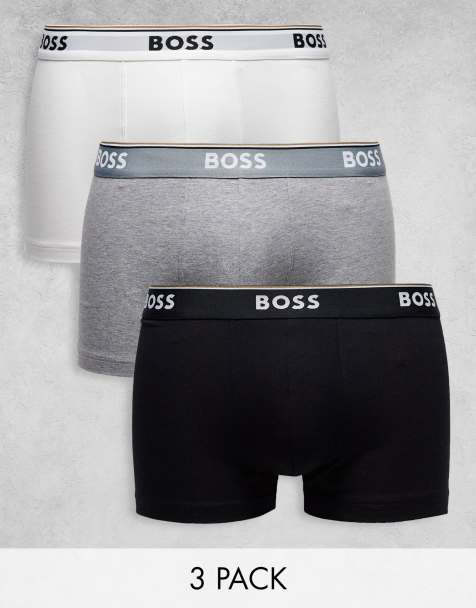 BOSS Bodywear – Zestaw 3 par bokserek w kolorach białym, szarym i czarnym - view 1