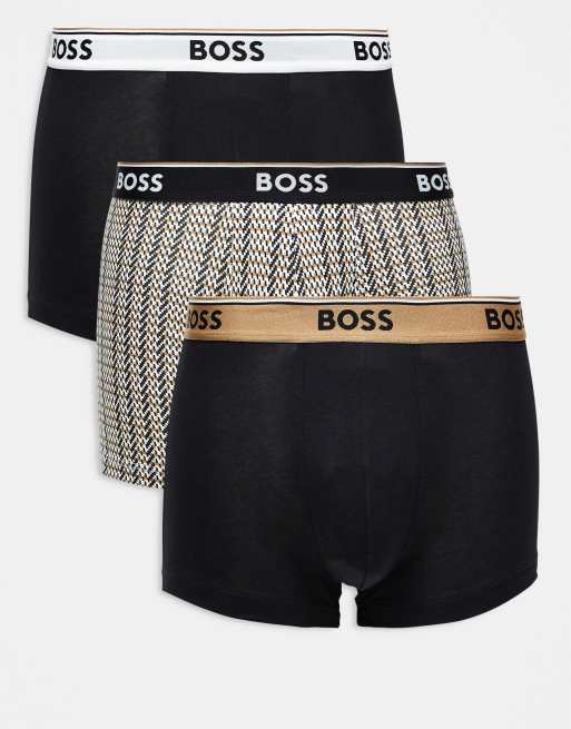 BOSS Bodywear – Zestaw 3 par bokserek w kolorze czarnym i ze wzorem