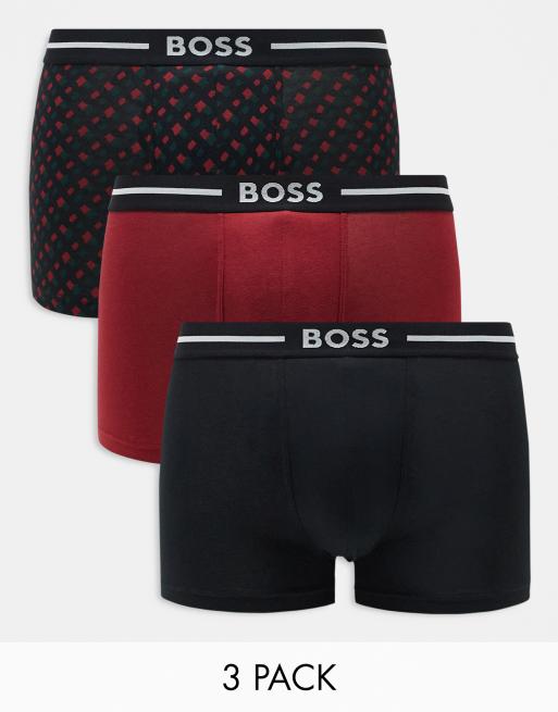 BOSS Bodywear – Zestaw 3 par bokserek w różnych kolorach i wzorach