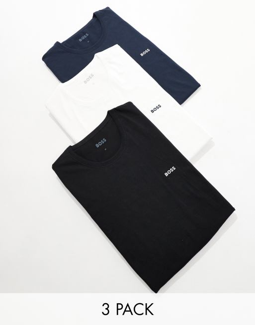 BOSS Bodywear – Zestaw 3 T-shirtów w kolorach białym, granatowym i czarnym