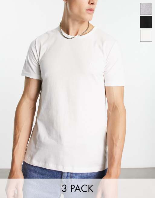 BOSS Bodywear – Zestaw 3 T-shirtów w kolorach białym, szarym i czarnym