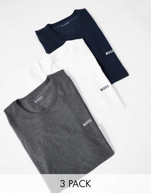 BOSS Bodywear – Zestaw 3 T-shirtów w kolorach granatowym, szarym i białym
