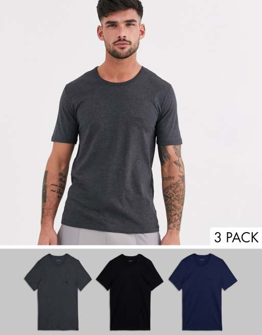 BOSS – Bodywear – Zestaw 3 t-shirtów z logo w różnych kolorach