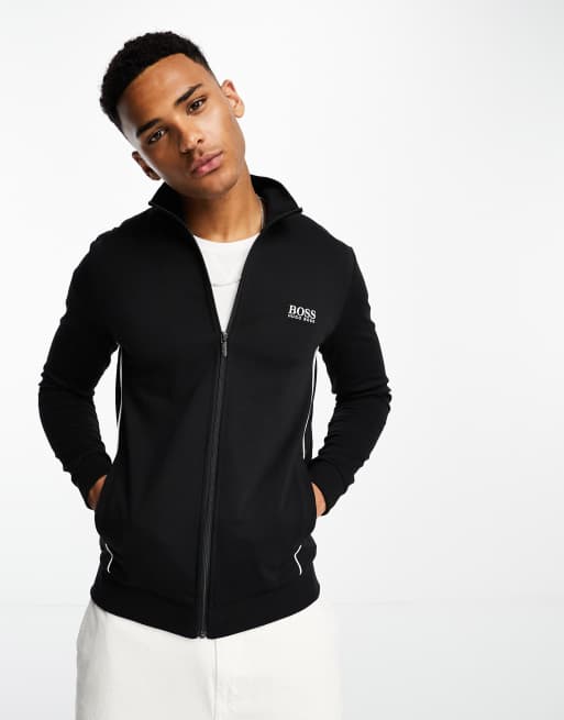 BOSS Bodywear zip up sweatshirt in black | ASOS