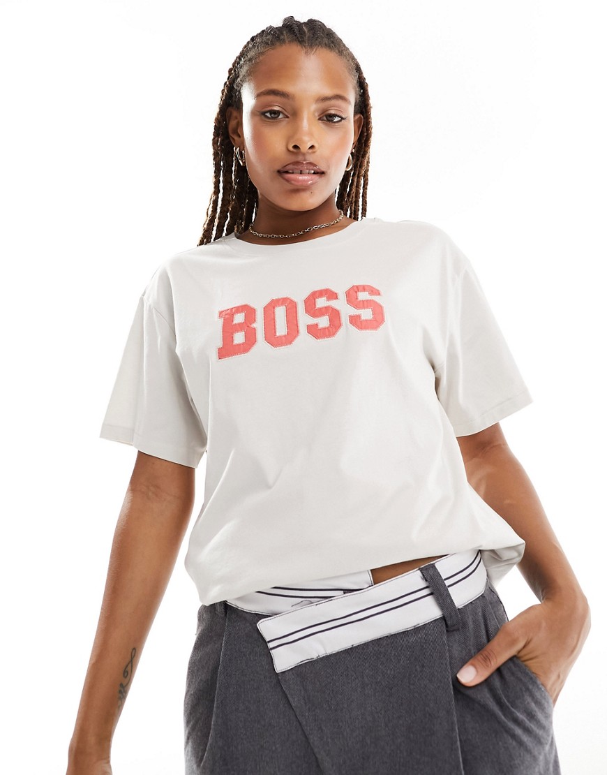 BOSS bold logo t-shirt in off white
