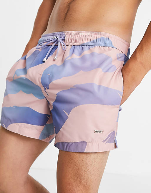  BOSS Bonyfish allover palm print swim shorts in pink 