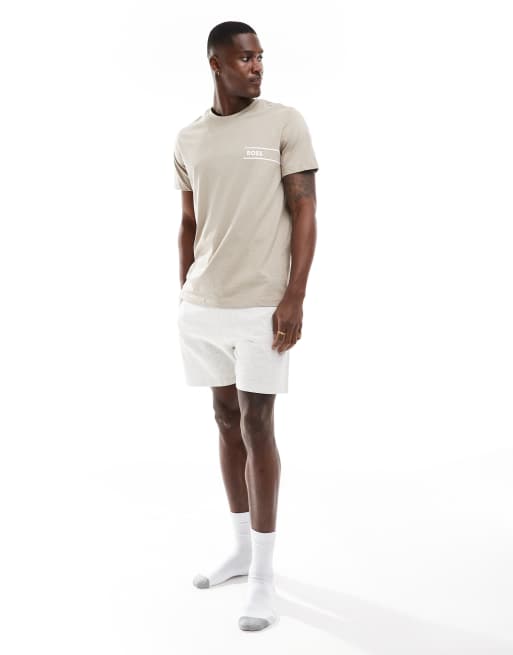 BOSS Boydwear - T-shirt med logo i mørk beige, 3 af 4