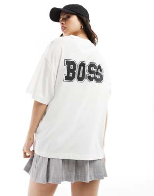 BOSS - Boyfriend-T-Shirt in Weiß