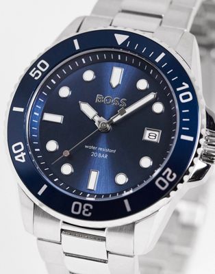 BOSS bracelet watch with blue dial in silver 1513916