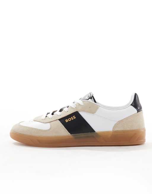 BOSS Brandon sneakers in white and beige | ASOS