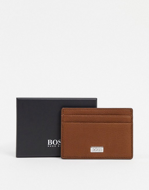 BOSS Business Crosstown leather cardholder with money clip