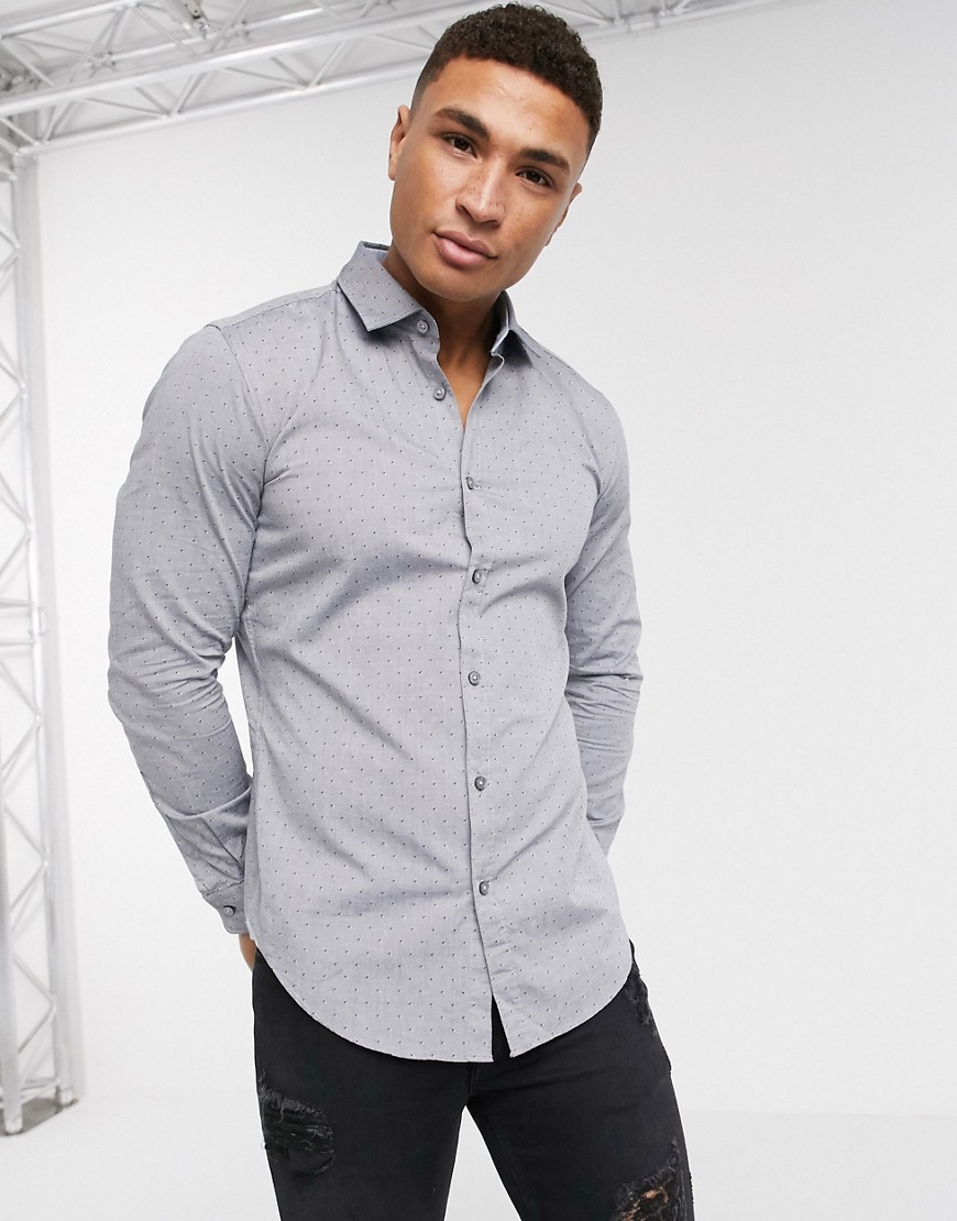 BOSS – Business Rikki – Långärmad skjorta med smal passform-Blå