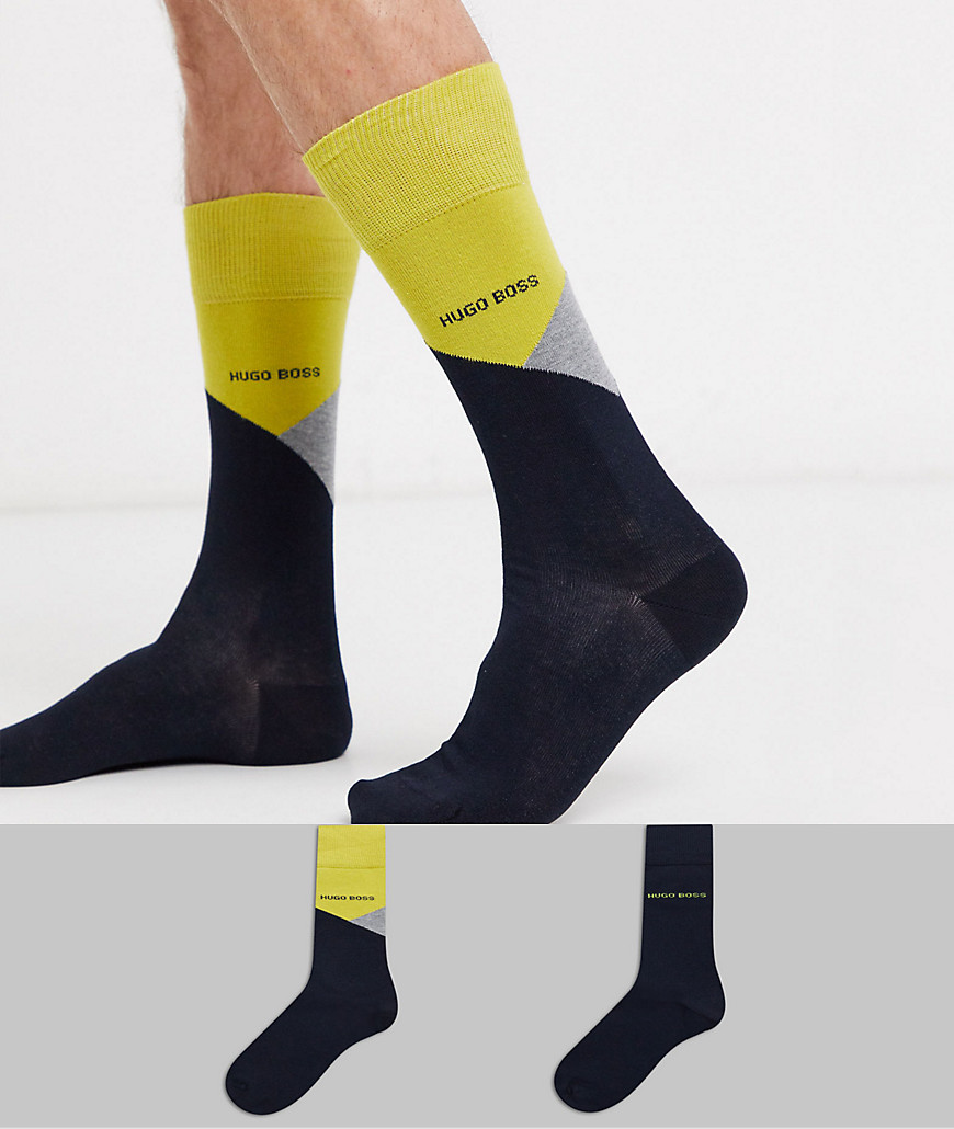 BOSS - Business - Set van sokken met kleurvakken in 2-Blauw
