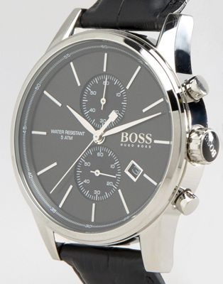 hugo boss black leather contemporary chronograph watch
