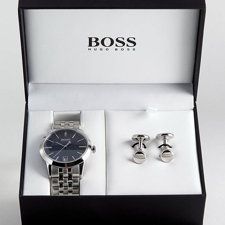 fløjl mandskab Afbrydelse BOSS By Hugo Boss Bracelet Strap Watch & Cufflink Gift Set 1570047 | ASOS
