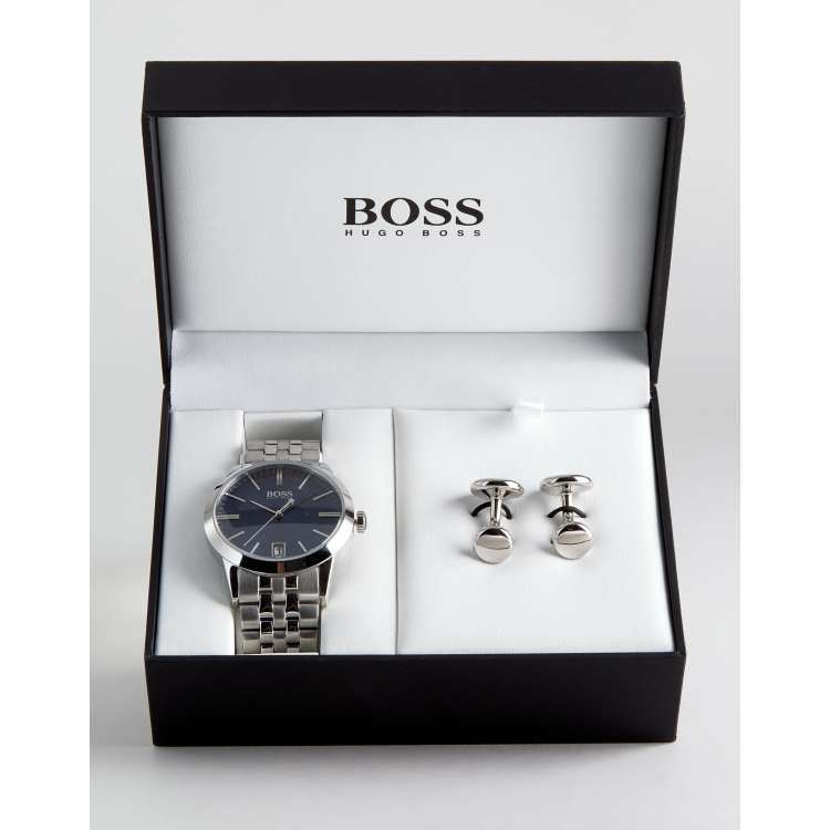 Hugo boss cufflinks shop and watch set