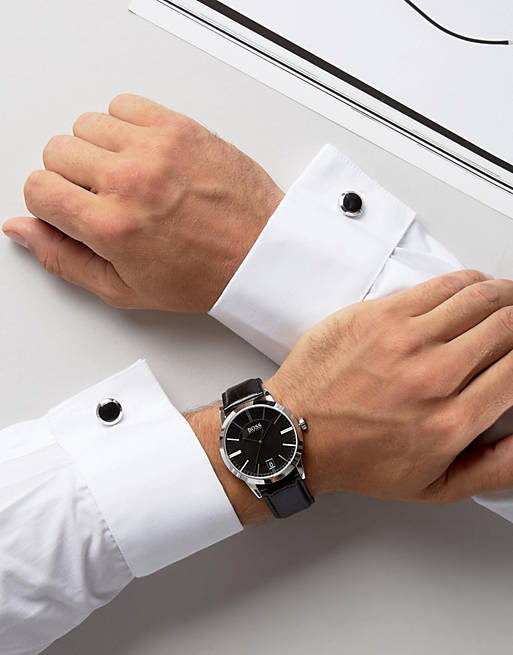 Matematisk hoste opstrøms BOSS By Hugo Boss Leather Watch & Cufflink Gift Set | ASOS