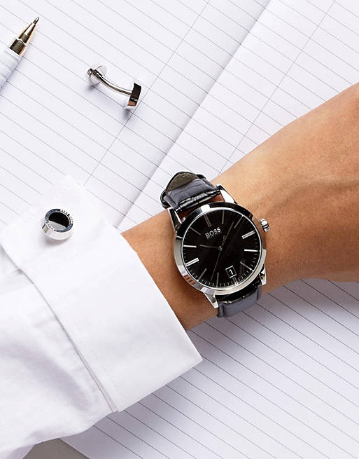 Matematisk hoste opstrøms BOSS By Hugo Boss Leather Watch & Cufflink Gift Set | ASOS
