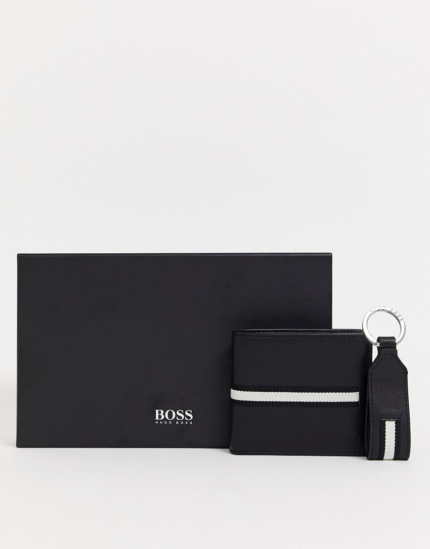 BOSS - Cadeauset met portemonnee met sleutelhanger in zwart