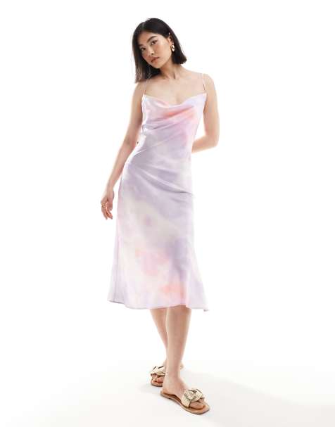Boss cami slip dress in lilac print - view 1