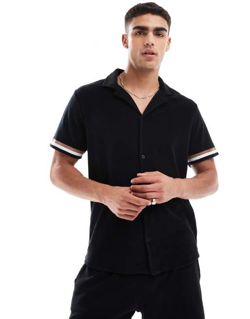 BOSS - Camicia nera da mare in spugna