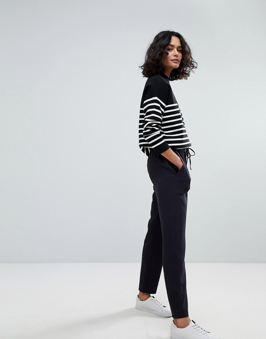 BOSS Casual Relaxed Trousers with Patched Pockets-Blue