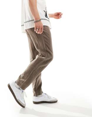 BOSS by Hugo Boss BOSS Casual Symon drawstring linen trousers-Neutral