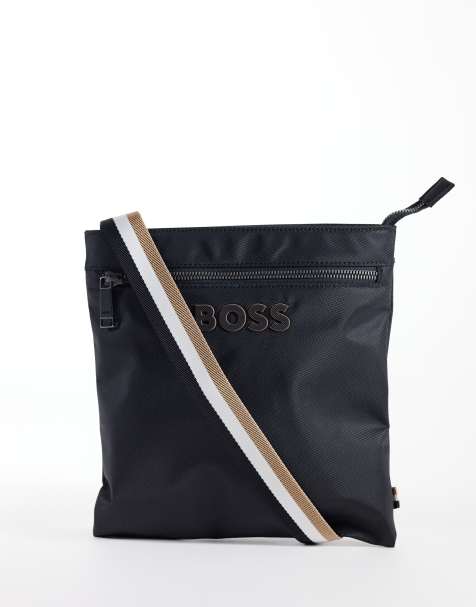 Boss Catch tonal logo envelope crossbody bag in black - view 1