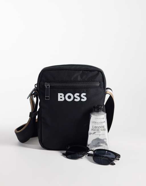 BOSS Catch Umhängetasche mit Logo und Reißverschluss in Schwarz, 2 von 4