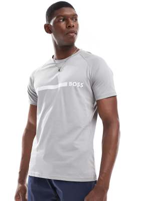 Boss chest logo slim fit t-shirt in gray