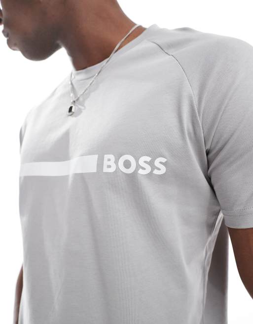 BOSS chest logo slim fit t-shirt in grey, 2 of 4