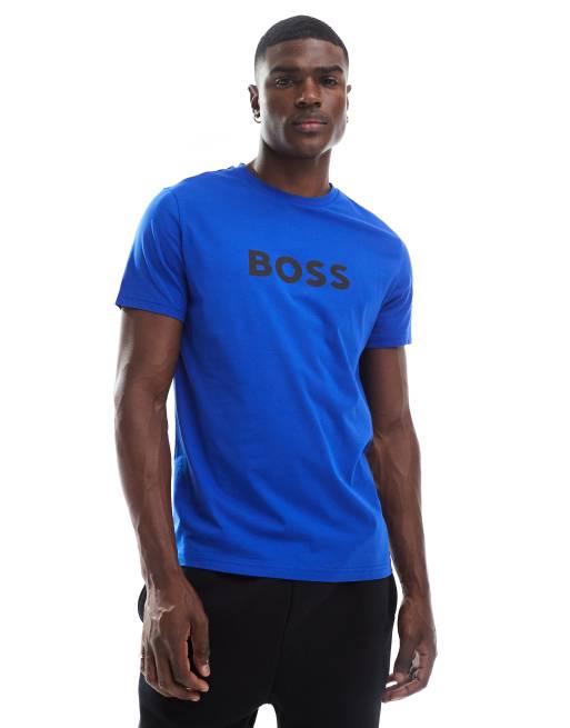 Boss chest logo t-shirt in blue | ASOS