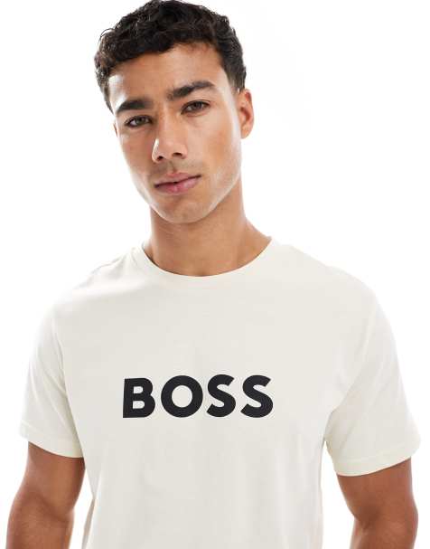 BOSS chest logo t-shirt in light beige - view 1