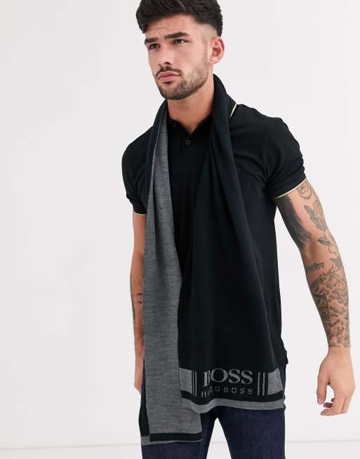 BOSS – Ciny – Svart set med mössa och scarf i ullblandning med logga, 3 av 3