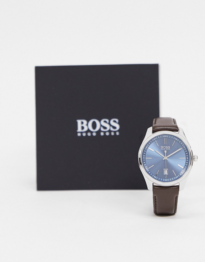 Boss - Circuit - Leren horloge - 1513728-Bruin