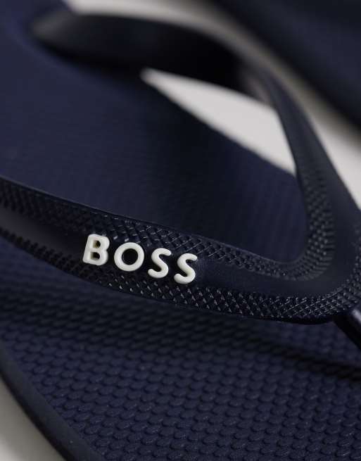 Boss classic logo  flip flops in navy, 2 of 4