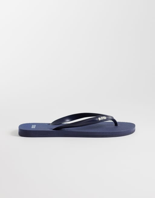 Boss classic logo  flip flops in navy, 3 of 4