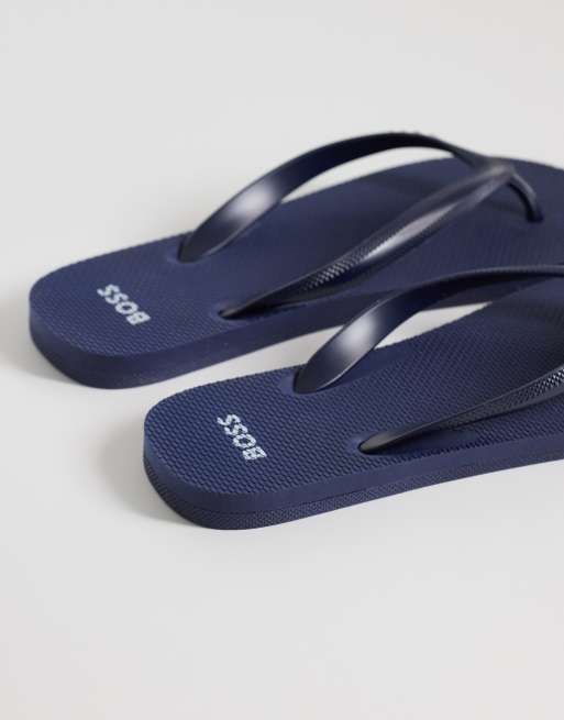 Boss classic logo  flip flops in navy, 4 of 4