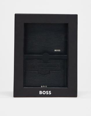 Boss coin and card holder gift set in black