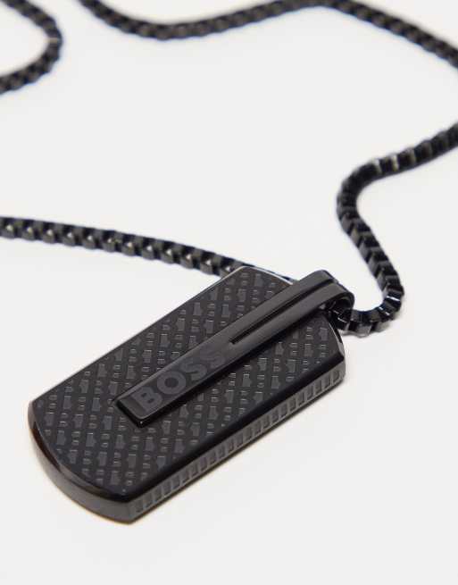 Boss - Collier chaîne pour homme avec pendentif embossé - Noir 1580356, 3 de 4